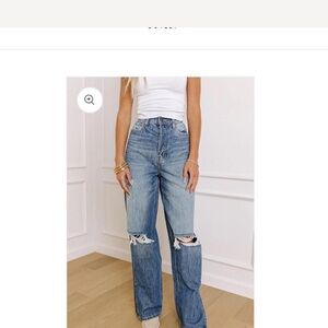 Cello Women's Blue Ripped Wide Leg Jeans